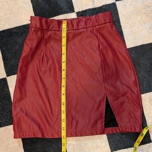 Burgundy Faux Leather Mini Skirt